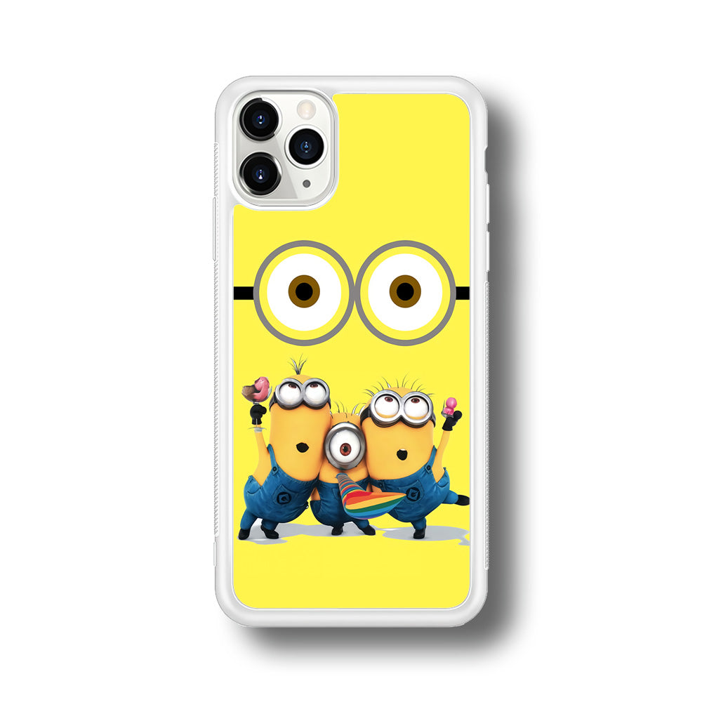 Eyes and Three Minions iPhone 11 Pro Max Case-Phone Case-Rubber White (2D Case)-Altracase