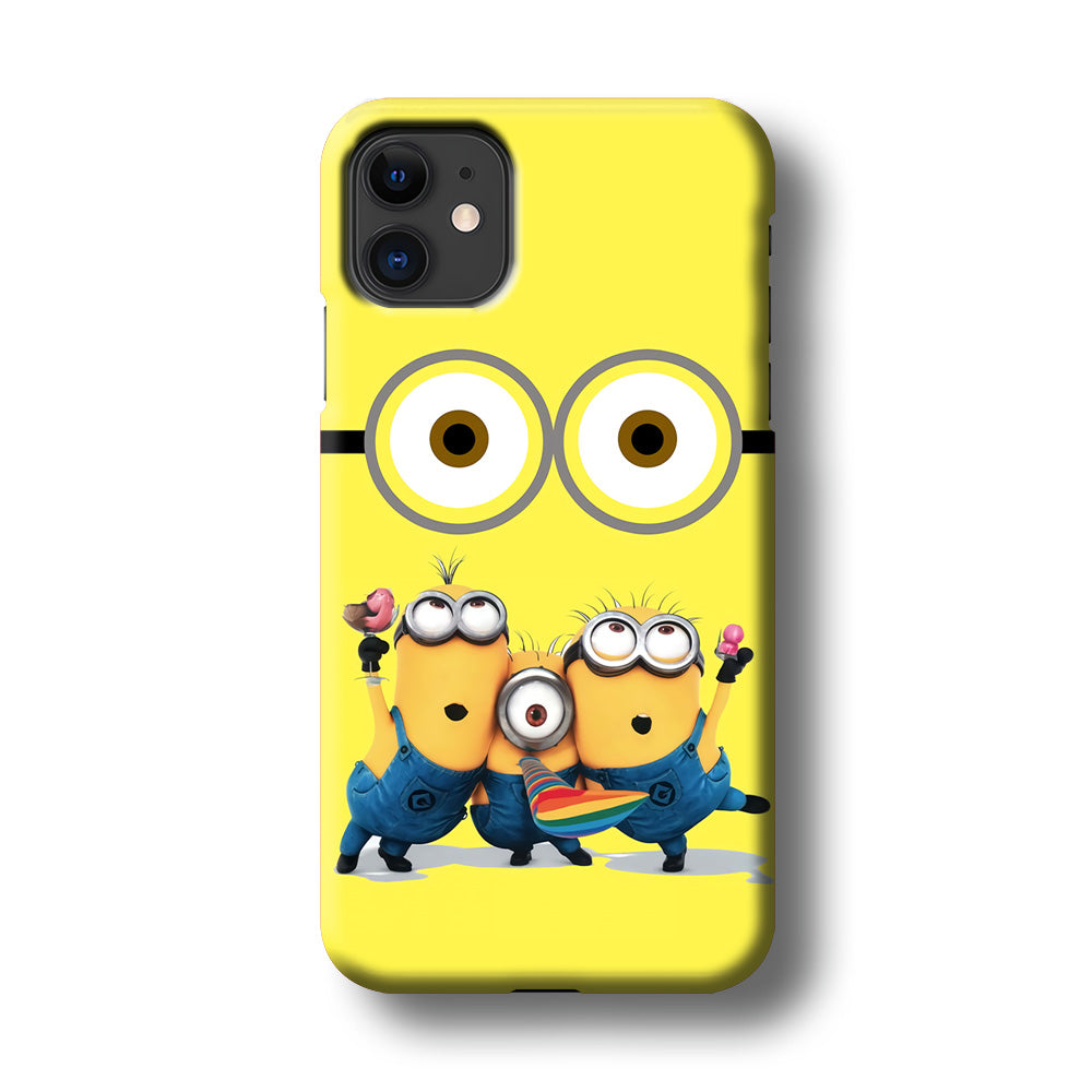 Eyes and Three Minions iPhone 11 Case-Phone Case-Tempered Glass Case-Altracase