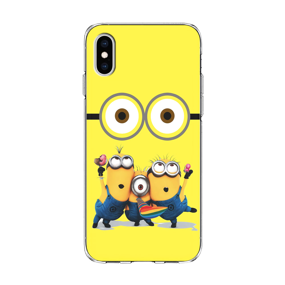 Eyes and Three Minions iPhone Xs Case-Phone Case-Clear Soft Case-Altracase
