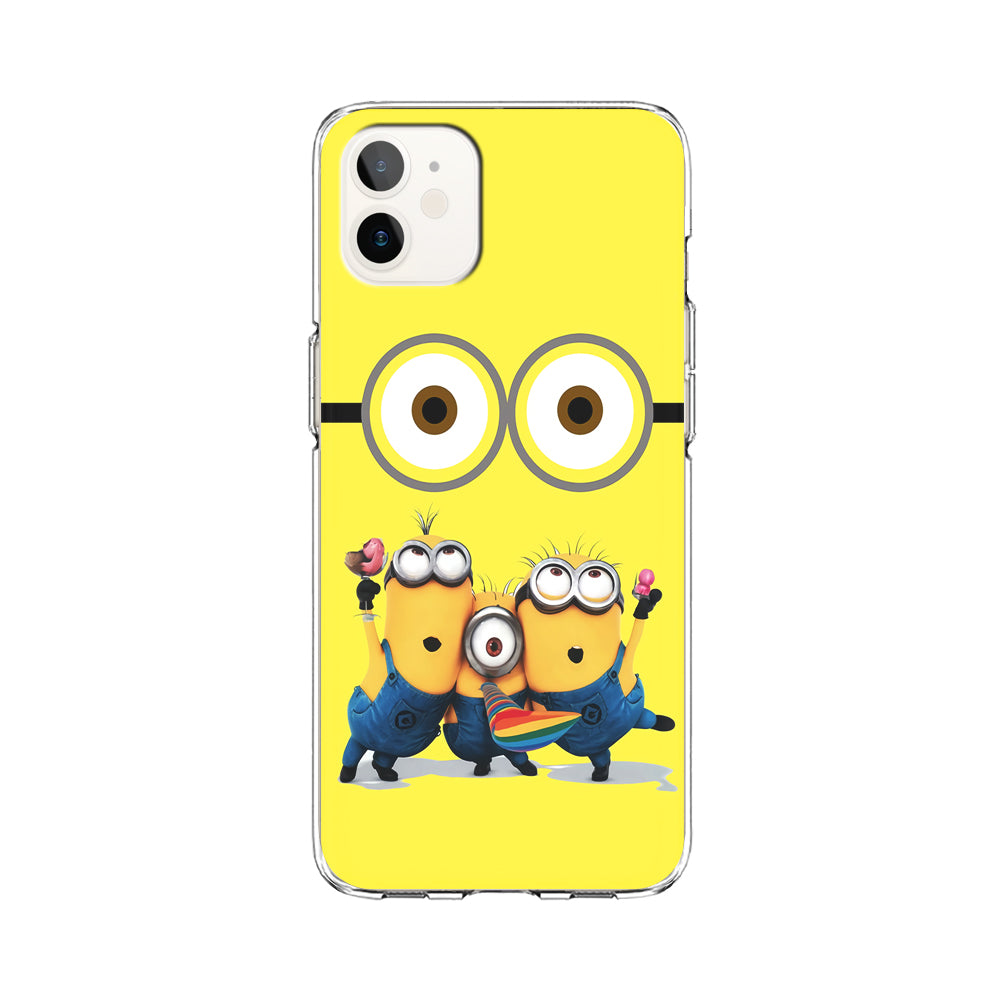 Eyes and Three Minions iPhone 12 Case-Phone Case-Clear Soft Case-Altracase