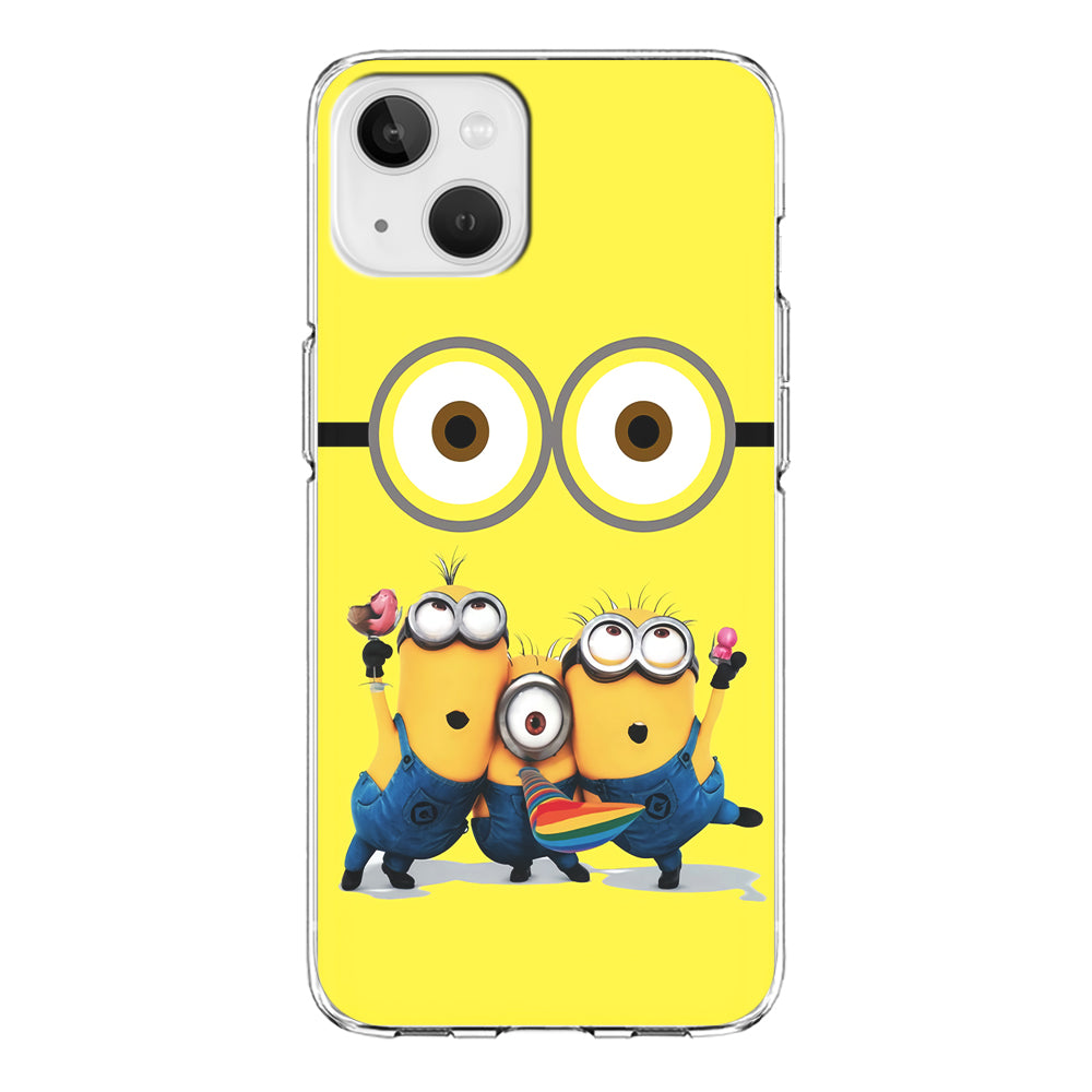 Eyes and Three Minions iPhone 13 Mini Case-Phone Case-Clear Soft Case-Altracase