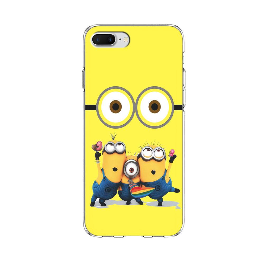 Eyes and Three Minions iPhone 8 Plus Case-Phone Case-Clear Soft Case-Altracase