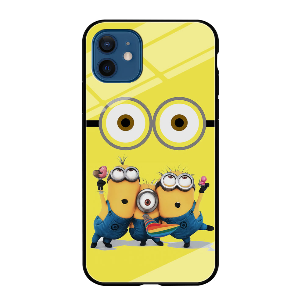 Eyes and Three Minions iPhone 12 Case-Phone Case-Tempered Glass Case-Altracase