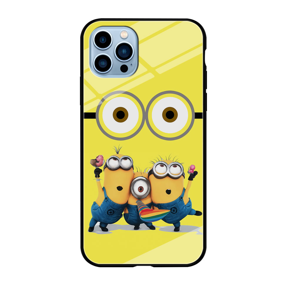 Eyes and Three Minions iPhone 12 Pro Max Case-Phone Case-Tempered Glass Case-Altracase