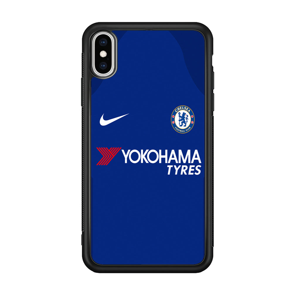 FB Chelsea Jersey iPhone X Case-Phone Case-Rubber Black (2D Case)-Altracase