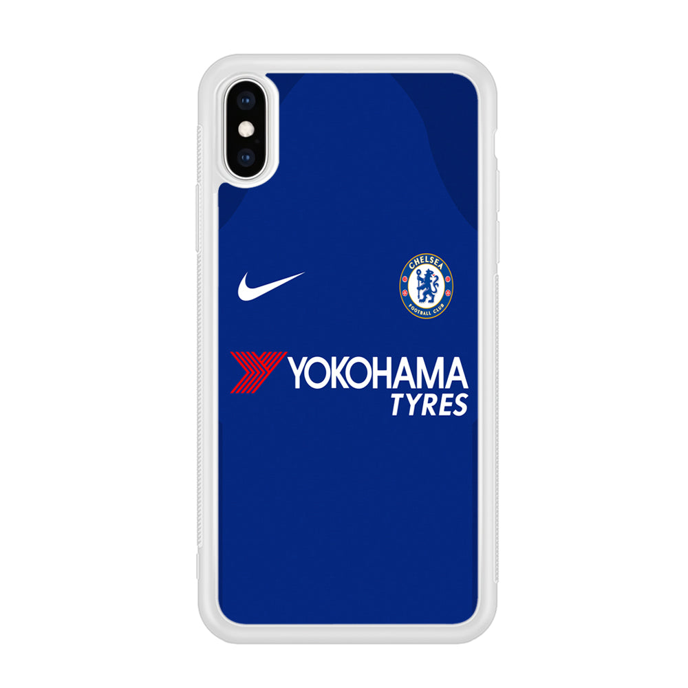 FB Chelsea Jersey iPhone Xs Case-Phone Case-Rubber White (2D Case)-Altracase