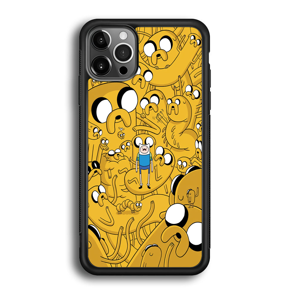 Finn and Jake Doodle iPhone 12 Pro Max Case-Phone Case-Rubber Black (2D Case)-Altracase