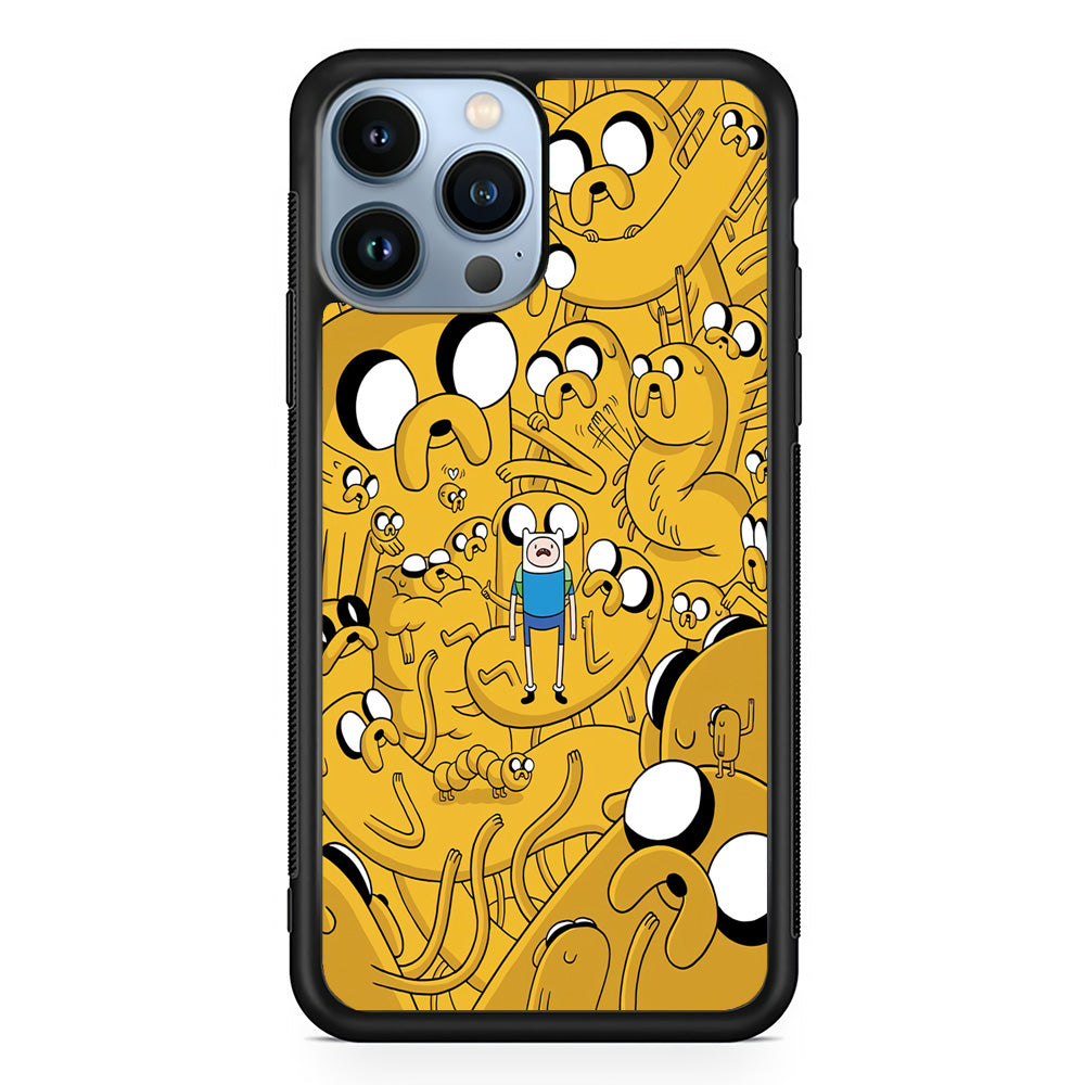 Finn and Jake Doodle iPhone 15 Pro Case-Phone Case-Rubber Black (2D Case)-Altracase
