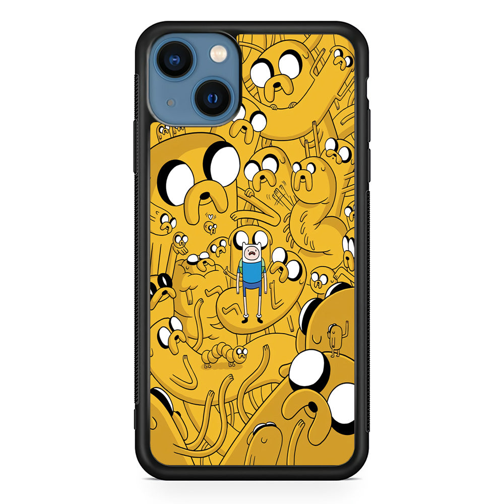 Finn and Jake Doodle iPhone 13 Case-Phone Case-Rubber Black (2D Case)-Altracase