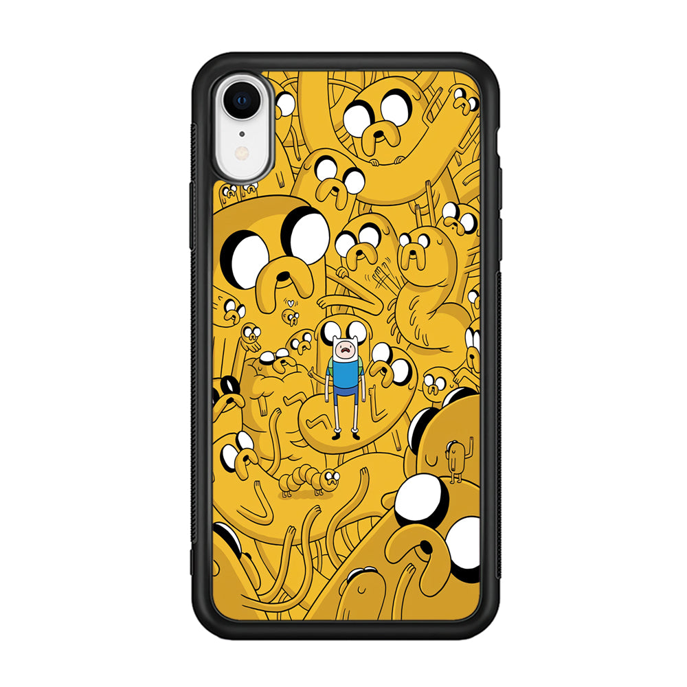 Finn and Jake Doodle iPhone XR Case-Phone Case-Rubber Black (2D Case)-Altracase