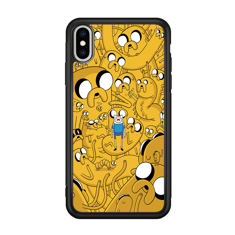 Finn and Jake Doodle iPhone Xs Case-Phone Case-Rubber Black (2D Case)-Altracase