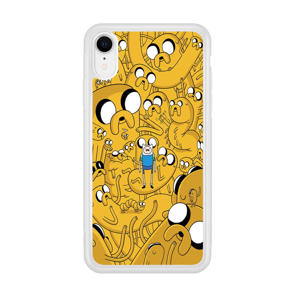 Finn and Jake Doodle iPhone XR Case-Phone Case-Rubber White (2D Case)-Altracase