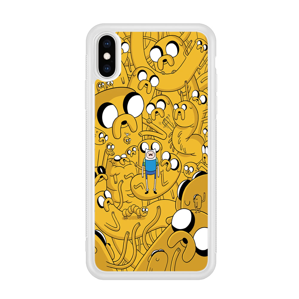 Finn and Jake Doodle iPhone Xs Case-Phone Case-Rubber White (2D Case)-Altracase