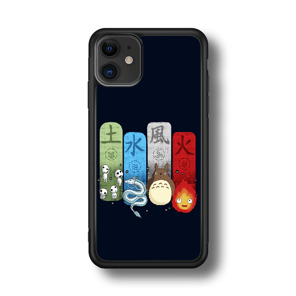 Ghibli Elemental Charms Blue iPhone 11 Case-Phone Case-Rubber Black (2D Case)-Altracase