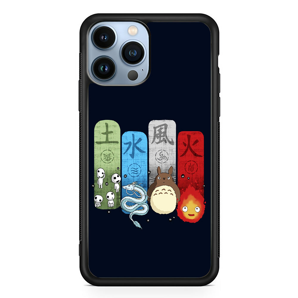 Ghibli Elemental Charms Blue iPhone 15 Pro Max Case-Phone Case-Rubber Black (2D Case)-Altracase