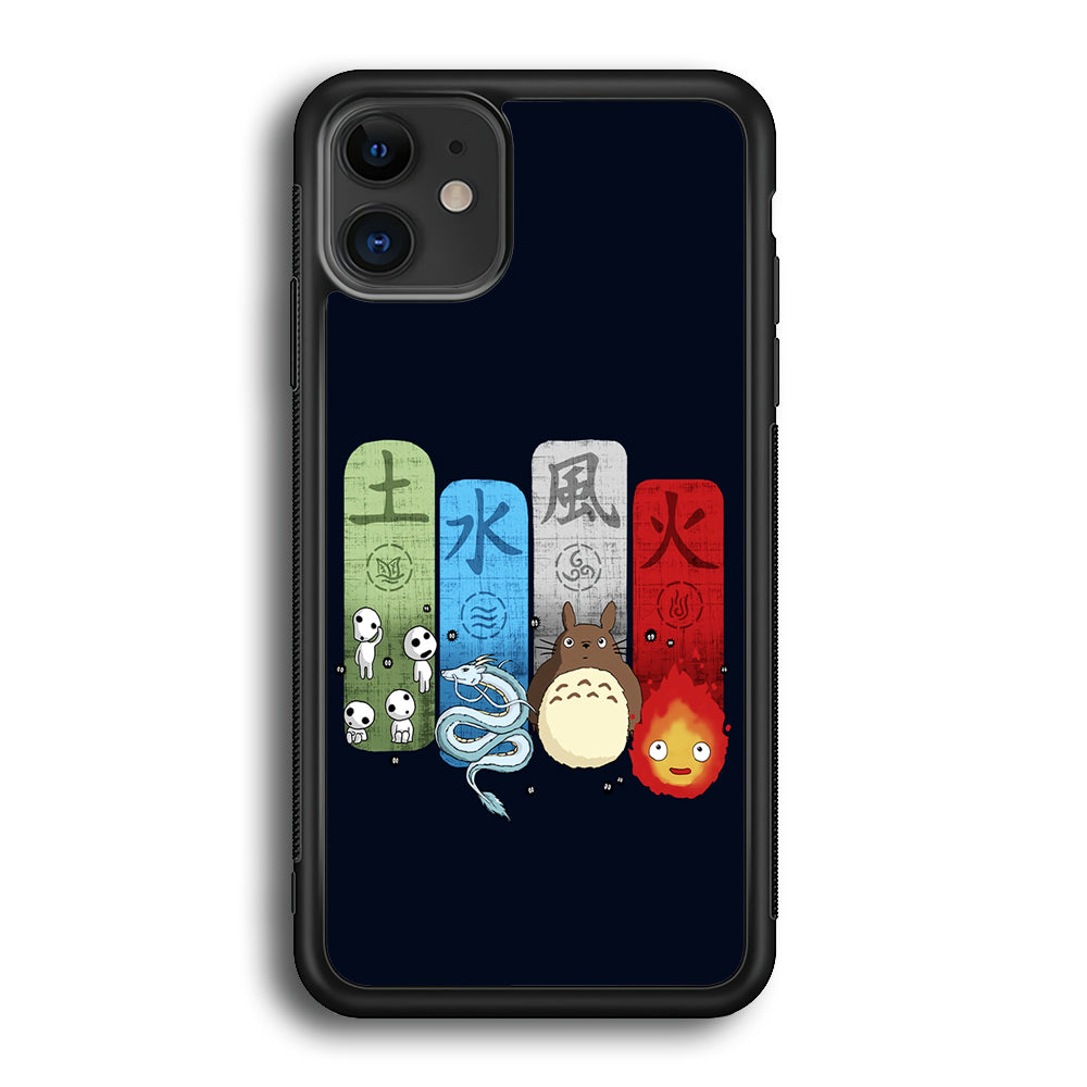 Ghibli Elemental Charms Blue iPhone 12 Case-Phone Case-Rubber Black (2D Case)-Altracase