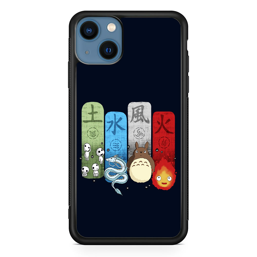 Ghibli Elemental Charms Blue iPhone 13 Mini Case-Phone Case-Rubber Black (2D Case)-Altracase