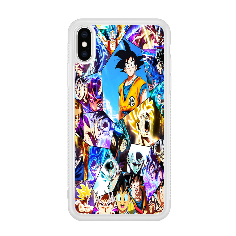 Goku Evolution Collag iPhone Xs Case-Phone Case-Rubber White (2D Case)-Altracase