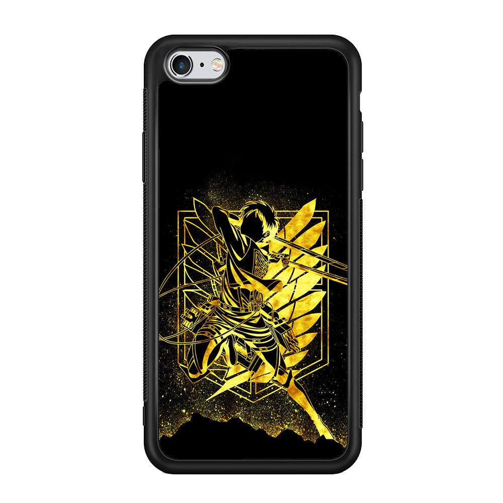 Golden Eren Attack On Titan iPhone 6 | 6s Case-Phone Case-Rubber Black (2D Case)-Altracase