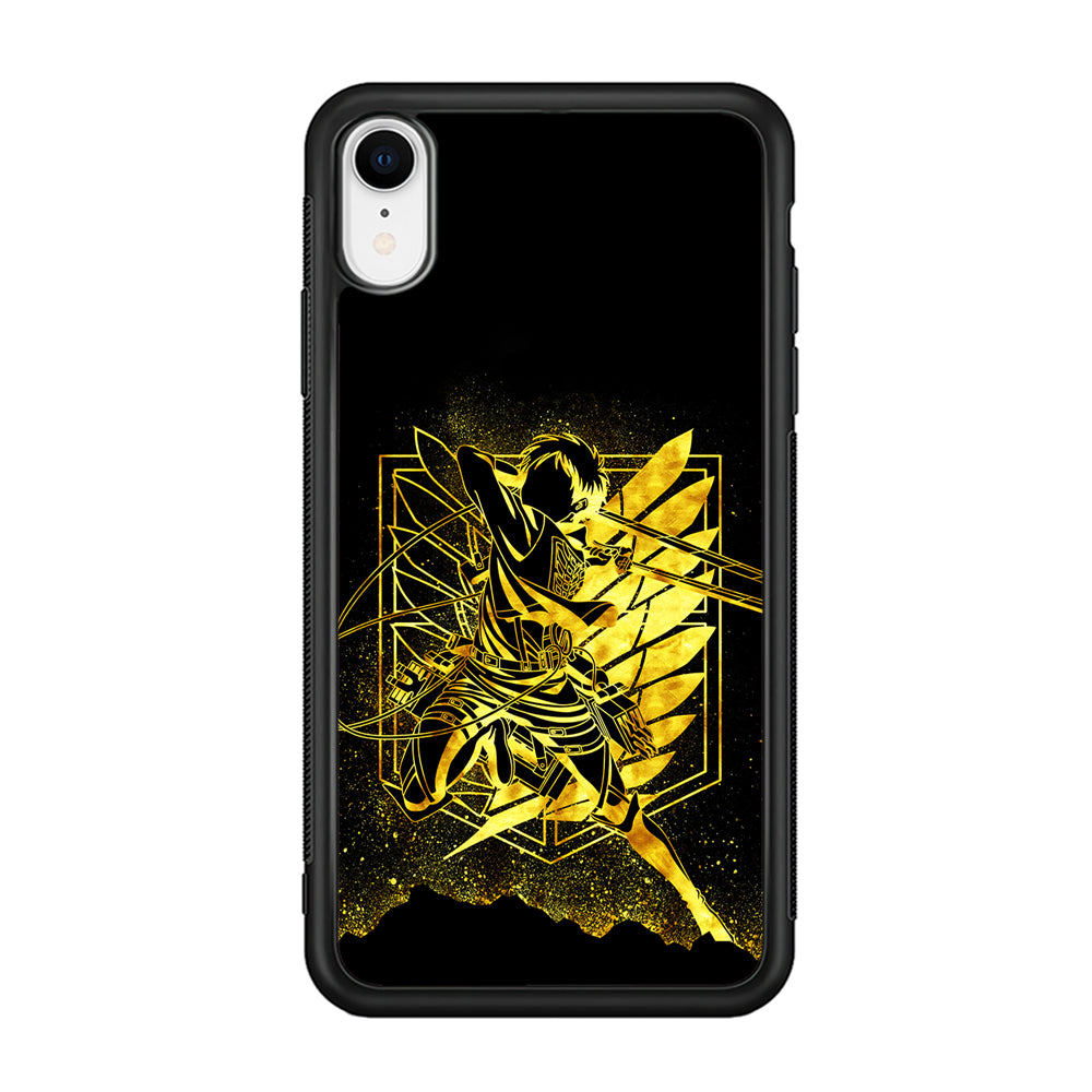 Golden Eren Attack On Titan iPhone XR Case-Phone Case-Rubber Black (2D Case)-Altracase