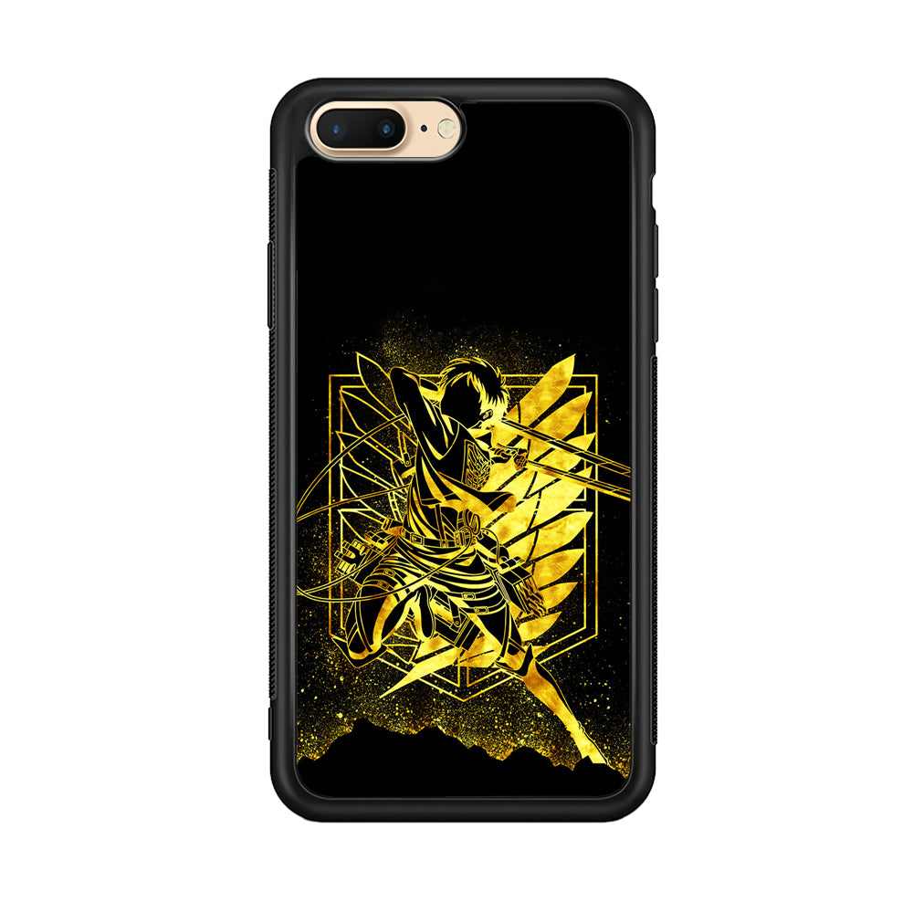 Golden Eren Attack On Titan iPhone 8 Plus Case-Phone Case-Rubber Black (2D Case)-Altracase