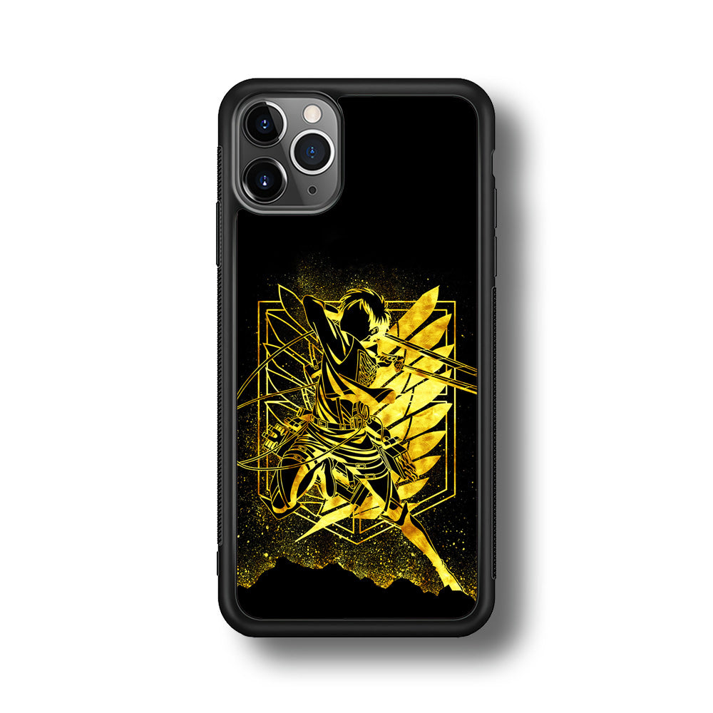 Golden Eren Attack On Titan iPhone 11 Pro Max Case-Phone Case-Rubber Black (2D Case)-Altracase