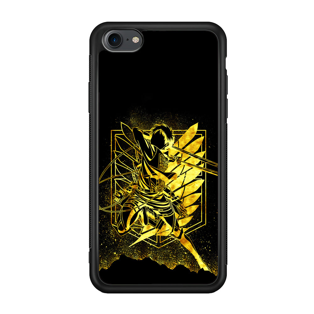 Golden Eren Attack On Titan iPhone 7 Case-Phone Case-Rubber Black (2D Case)-Altracase