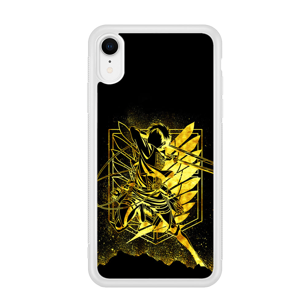 Golden Eren Attack On Titan iPhone XR Case-Phone Case-Rubber White (2D Case)-Altracase
