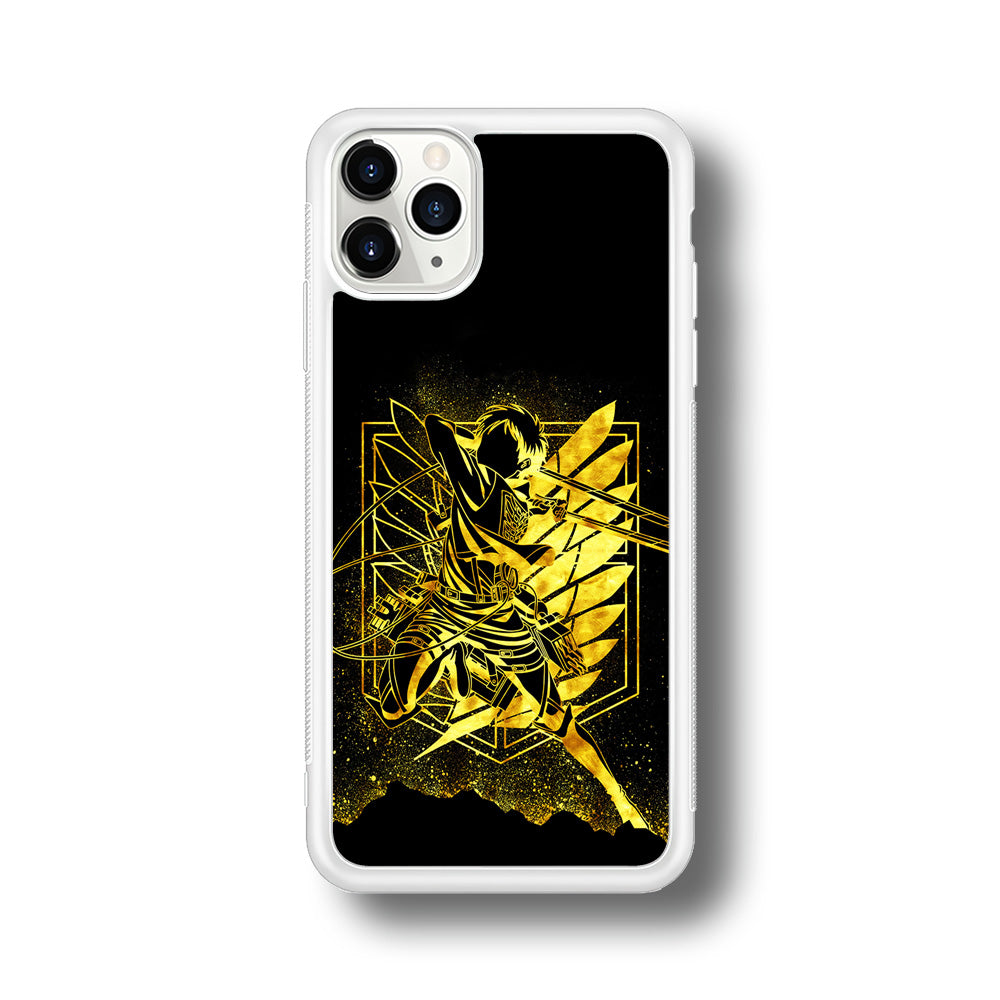 Golden Eren Attack On Titan iPhone 11 Pro Max Case-Phone Case-Rubber White (2D Case)-Altracase
