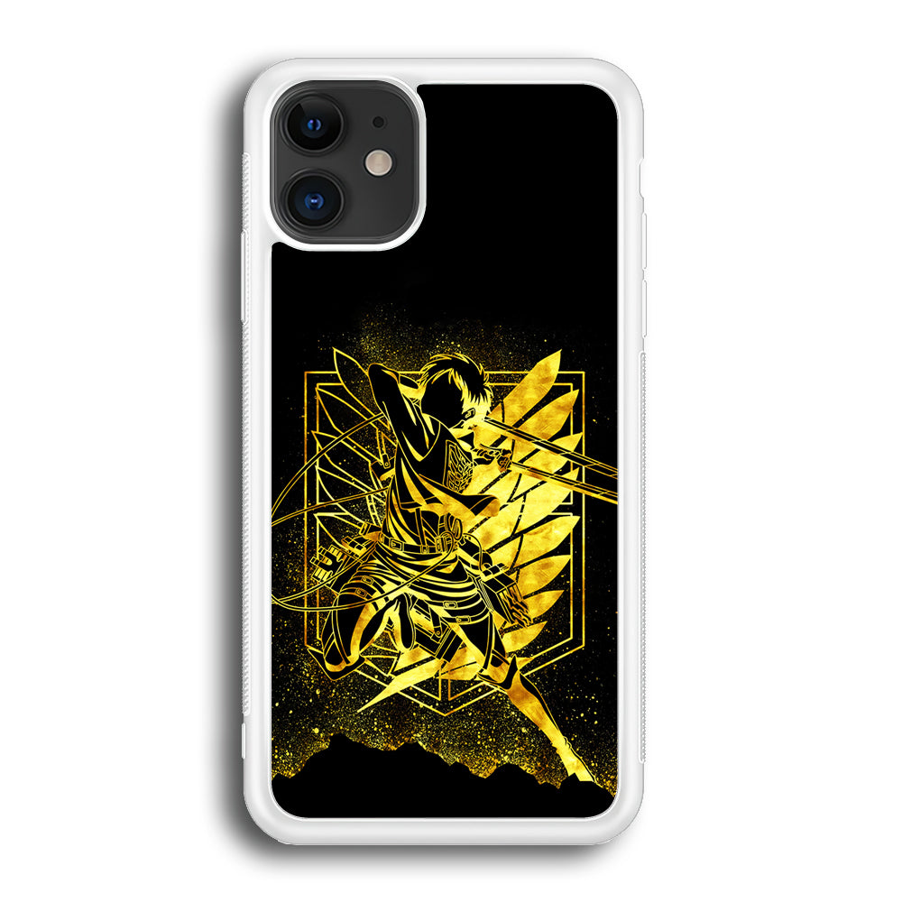 Golden Eren Attack On Titan iPhone 12 Case-Phone Case-Rubber White (2D Case)-Altracase