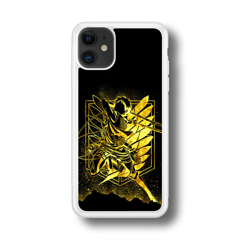 Golden Eren Attack On Titan iPhone 11 Case-Phone Case-Rubber White (2D Case)-Altracase