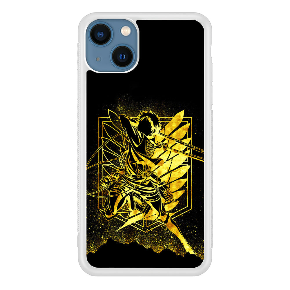 Golden Eren Attack On Titan iPhone 13 Case-Phone Case-Rubber White (2D Case)-Altracase