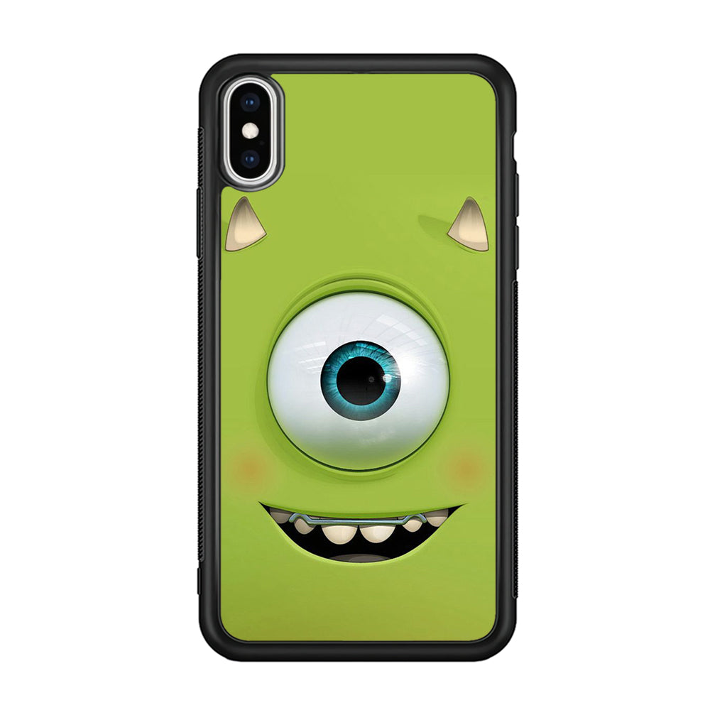 Green Face Monster iPhone Xs Case-Phone Case-Rubber Black (2D Case)-Altracase