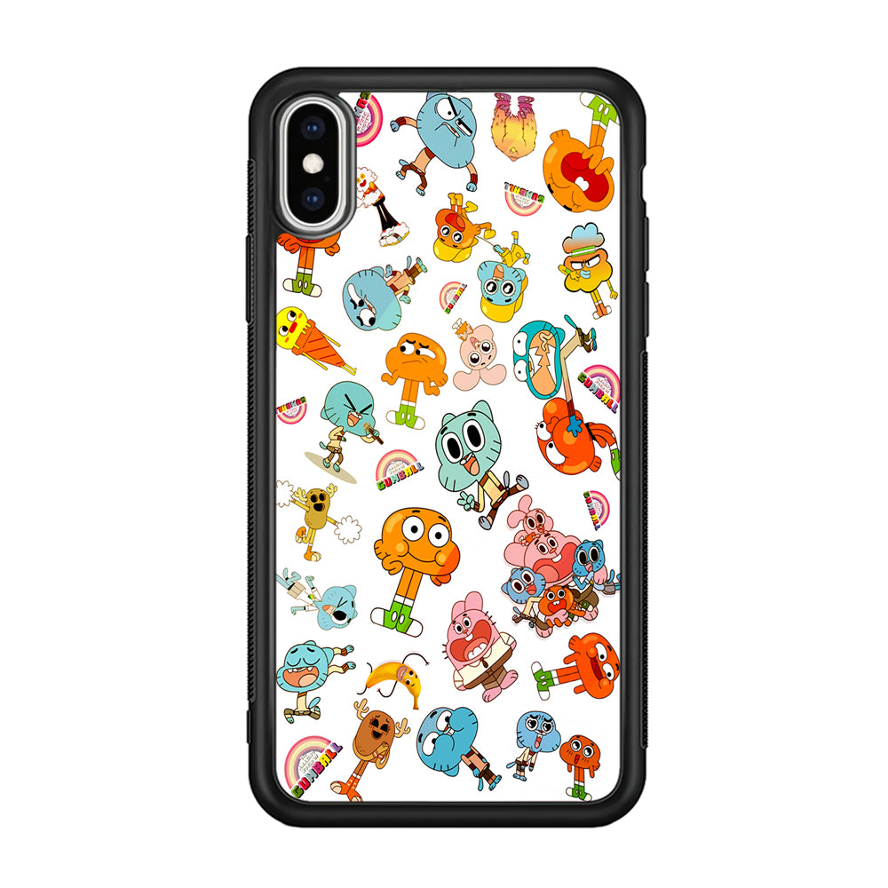 Gumball Doodle iPhone Xs Case-Phone Case-Rubber Black (2D Case)-Altracase