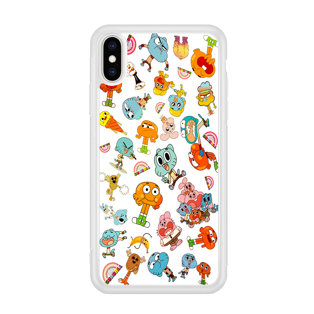 Gumball Doodle iPhone Xs Case-Phone Case-Rubber White (2D Case)-Altracase