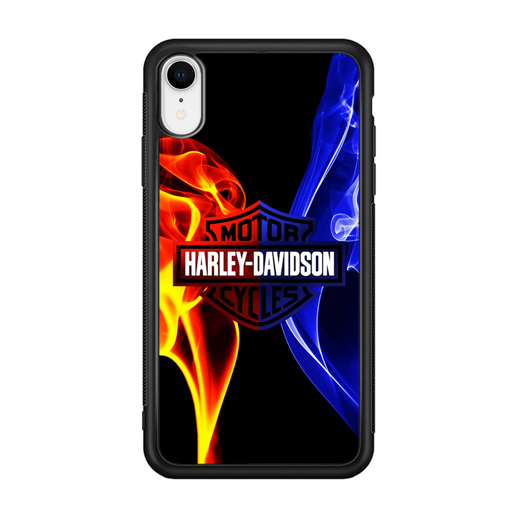 Harley Blue Red Fire iPhone XR Case-Phone Case-Rubber Black (2D Case)-Altracase