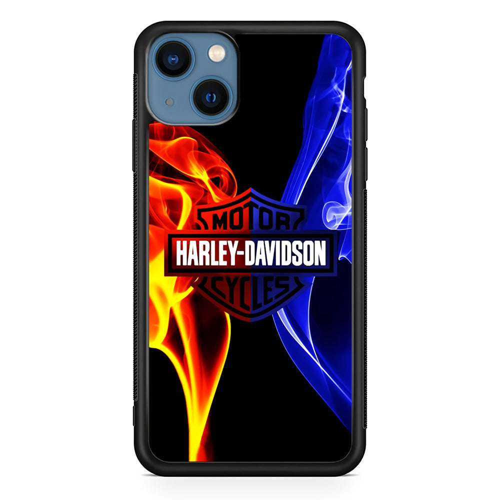 Harley Blue Red Fire iPhone 13 Case-Phone Case-Rubber Black (2D Case)-Altracase