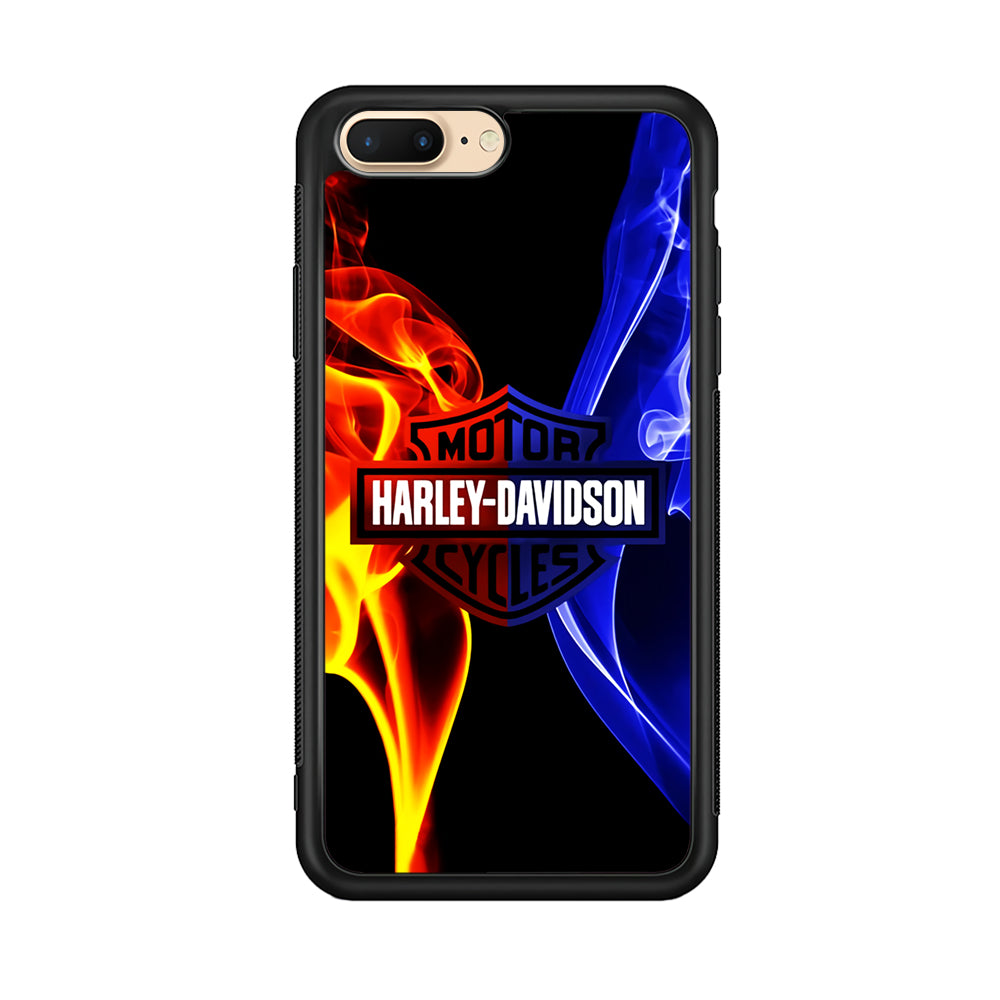 Harley Blue Red Fire iPhone 7 Plus Case-Phone Case-Rubber Black (2D Case)-Altracase