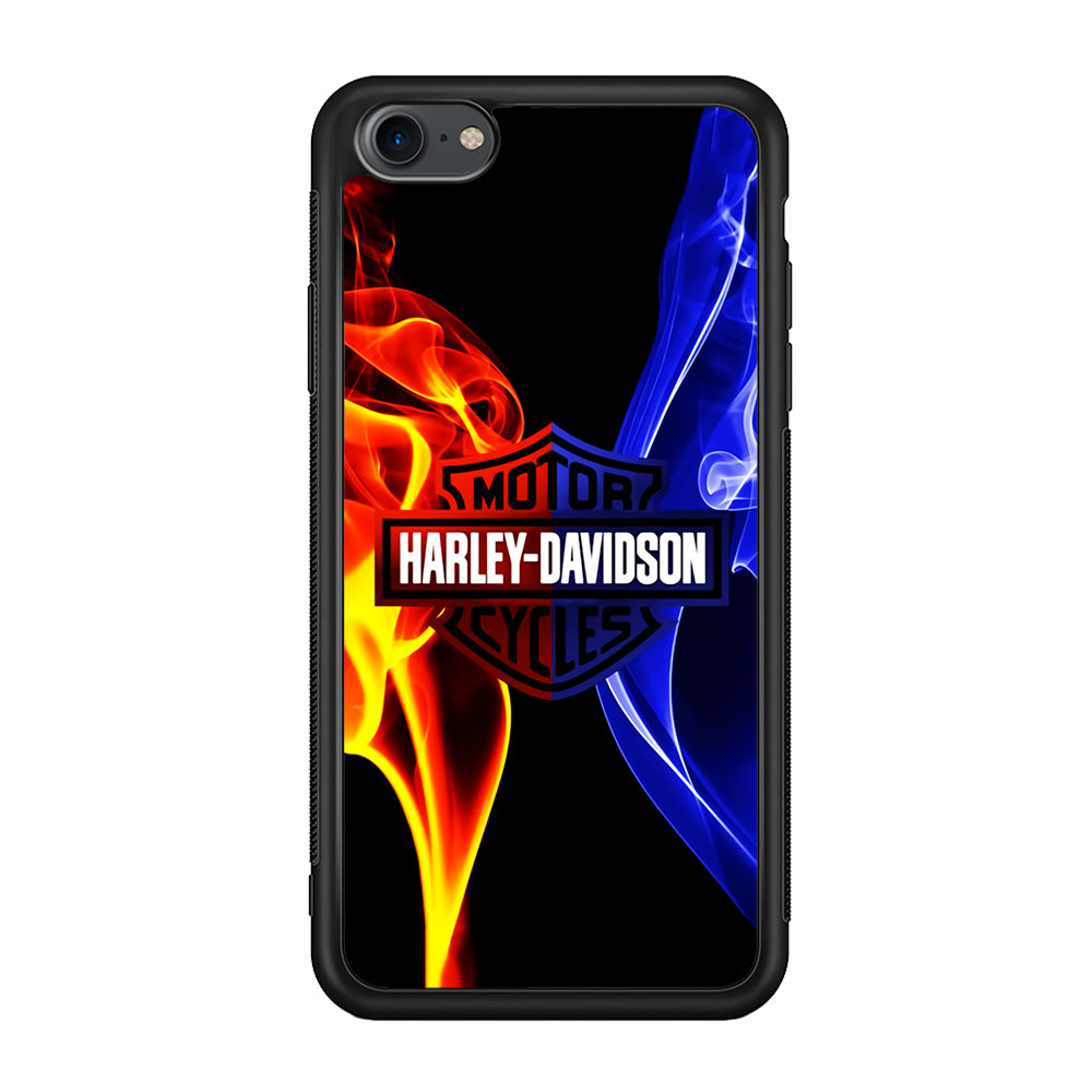 Harley Blue Red Fire iPhone 7 Case-Phone Case-Rubber Black (2D Case)-Altracase
