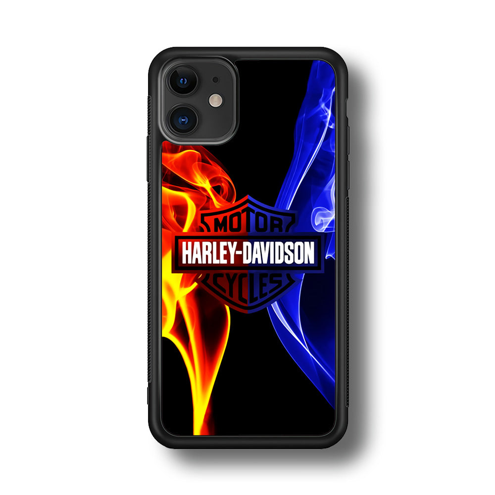 Harley Blue Red Fire iPhone 11 Case-Phone Case-Rubber Black (2D Case)-Altracase