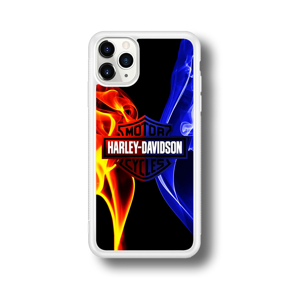 Harley Blue Red Fire iPhone 11 Pro Max Case-Phone Case-Rubber White (2D Case)-Altracase