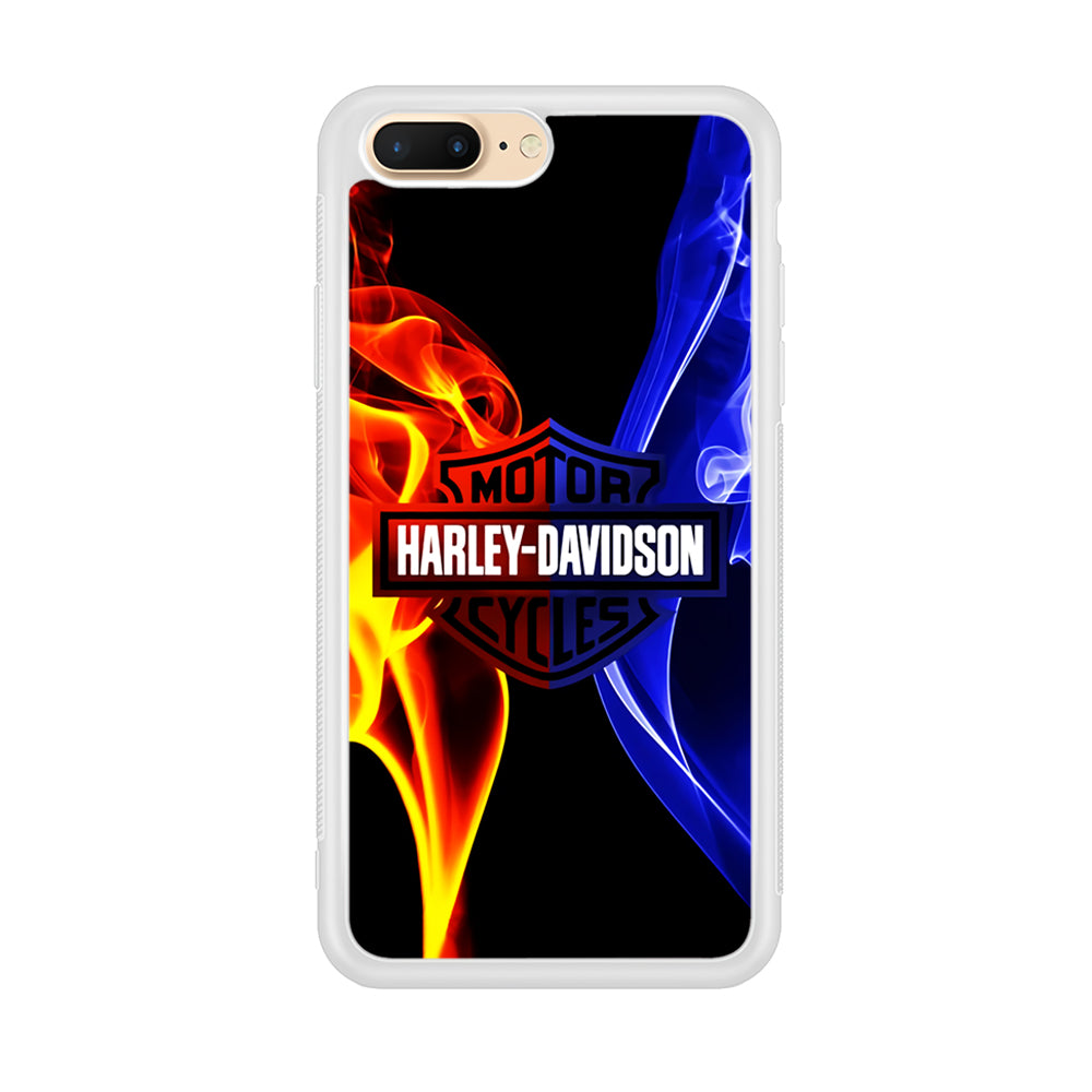 Harley Blue Red Fire iPhone 8 Plus Case-Phone Case-Rubber White (2D Case)-Altracase