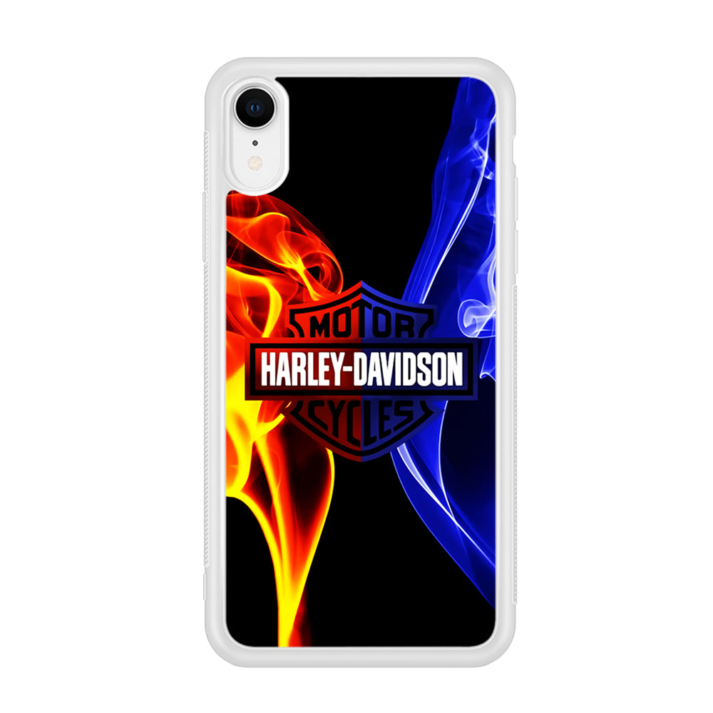 Harley Blue Red Fire iPhone XR Case-Phone Case-Rubber White (2D Case)-Altracase