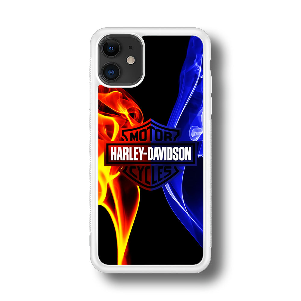 Harley Blue Red Fire iPhone 11 Case-Phone Case-Rubber White (2D Case)-Altracase