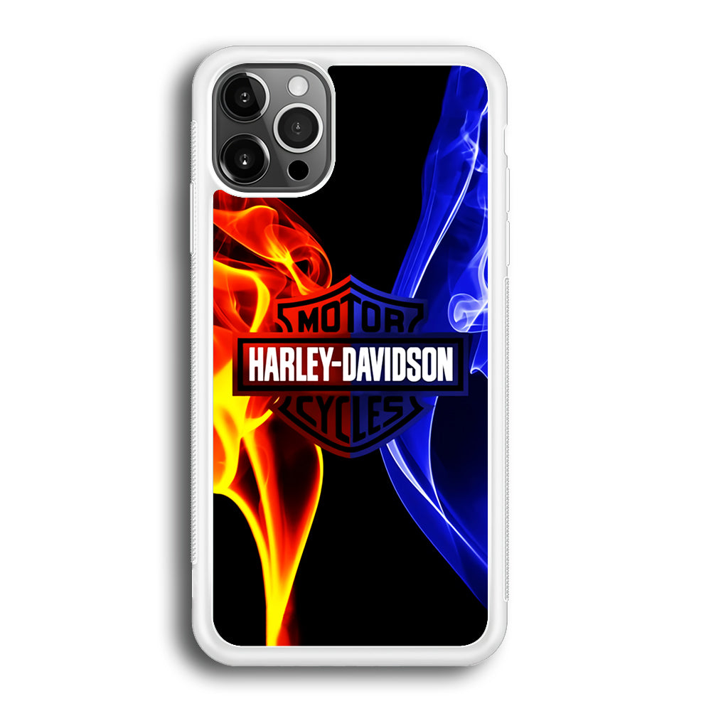 Harley Blue Red Fire iPhone 12 Pro Max Case-Phone Case-Rubber White (2D Case)-Altracase