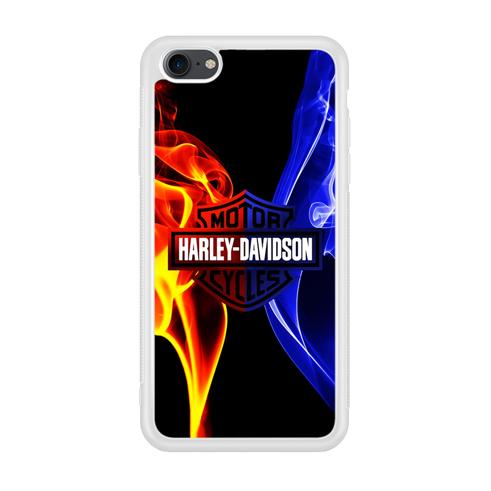 Harley Blue Red Fire iPhone SE 3 2022 Case-Phone Case-Rubber White (2D Case)-Altracase