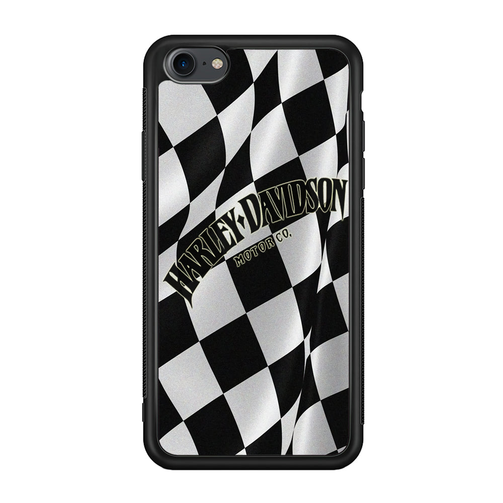 Harley Davidson Black White Flag iPhone SE 3 2022 Case-Mobile Phone Case-Rubber Black (2D Case)-Altracase
