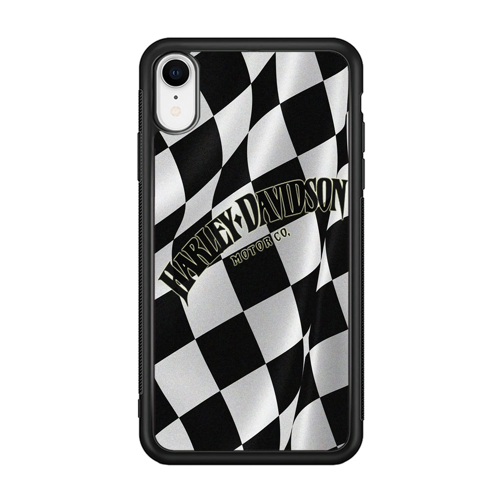 Harley Davidson Black White Flag iPhone XR Case-Mobile Phone Case-Rubber Black (2D Case)-Altracase
