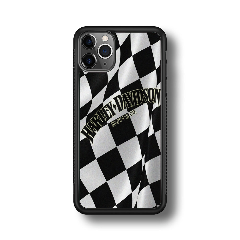Harley Davidson Black White Flag iPhone 11 Pro Case-Mobile Phone Case-Rubber Black (2D Case)-Altracase