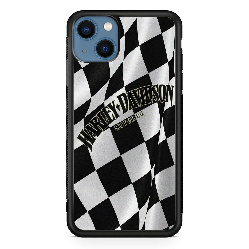 Harley Davidson Black White Flag iPhone 13 Case-Mobile Phone Case-Rubber Black (2D Case)-Altracase
